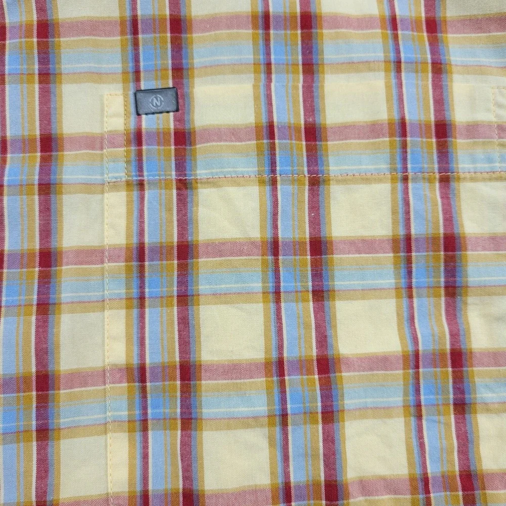 Nautica Jean Company plaid 100% cotton short sleeve dress shirt size L